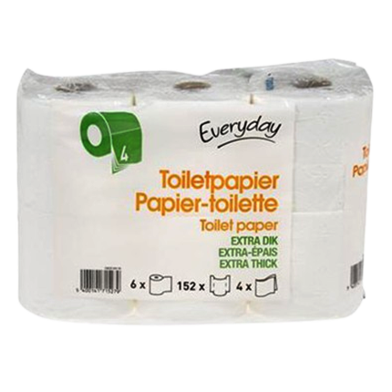 Papel higiénico de 4 capas, 6 rollos